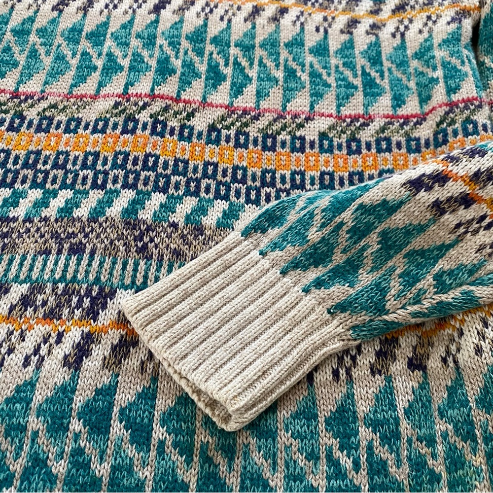 Men’s Vintage Sweater Graphix Aztec Western Crew Neck 100% cotton Sz Large - Picture 4 of 7